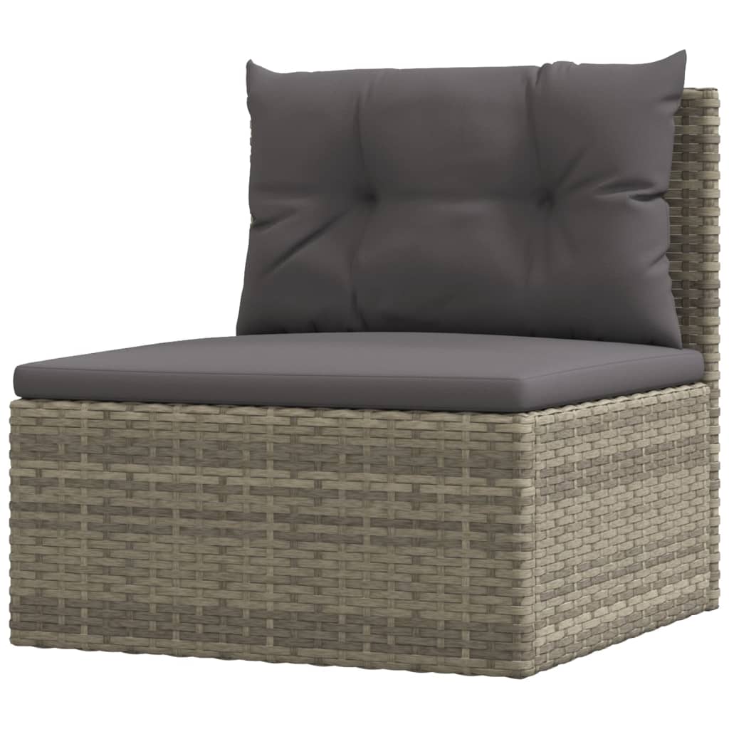 vidaXL 7-tlg. Garten-Lounge-Set mit Kissen Grau Poly Rattan