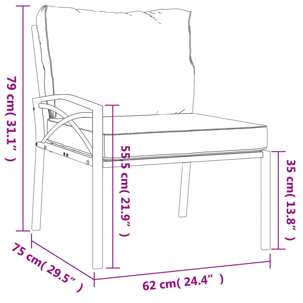 vidaXL 6-tlg. Garten-Lounge-Set mit Sandfarbigen Kissen Stahl