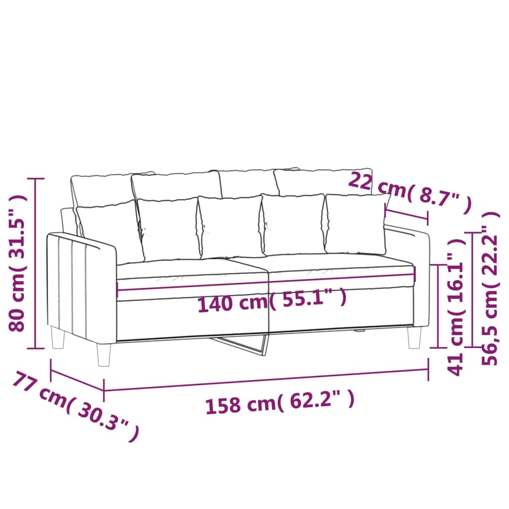 vidaXL 2-Sitzer-Sofa Gelb 140 cm Samt