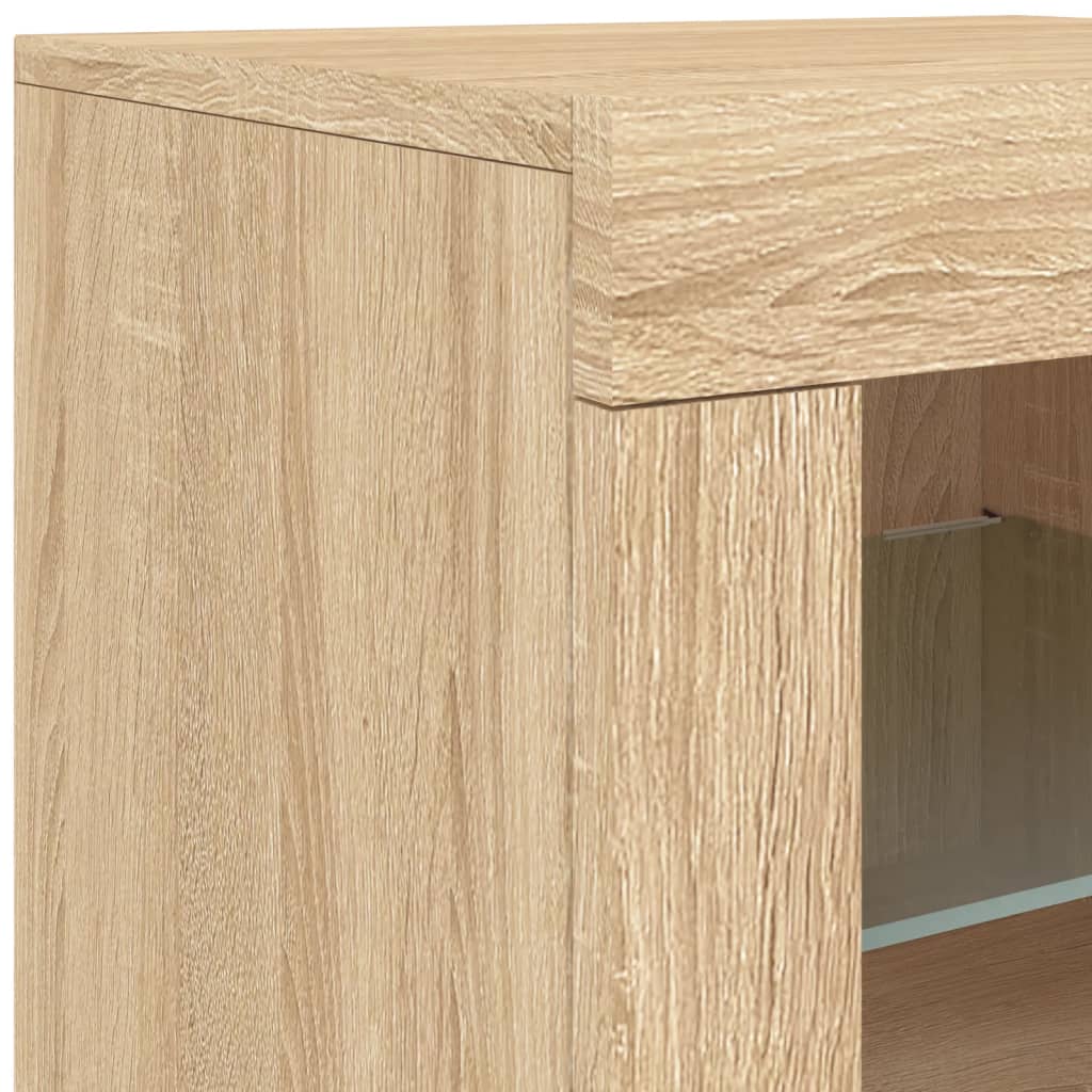 vidaXL Sideboard mit LED-Leuchten Sonoma-Eiche 123x37x67 cm