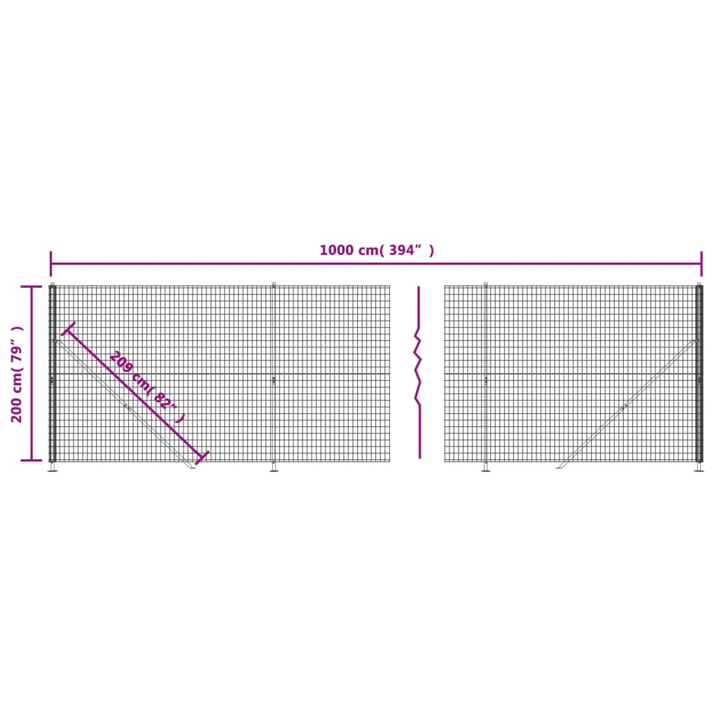 vidaXL Maschendrahtzaun mit Bodenflansch Grün 2x10 m