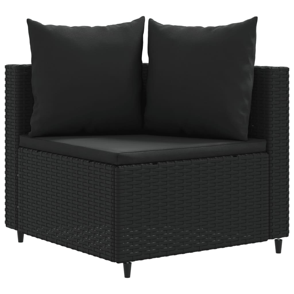 vidaXL 6-tlg. Garten-Sofagarnitur mit Kissen Schwarz Poly Rattan