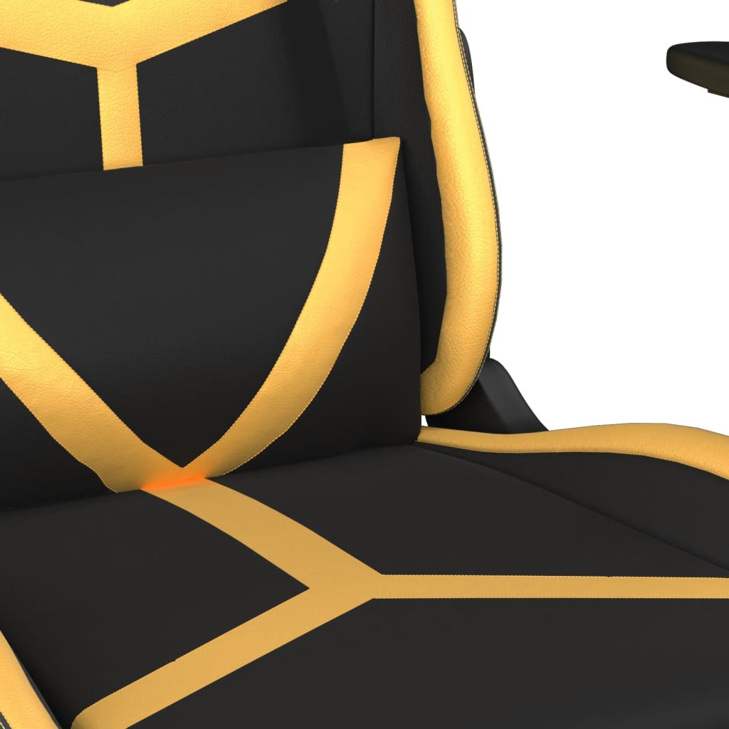 vidaXL Gaming-Stuhl mit Massagefunktion Schwarz & Golden Kunstleder