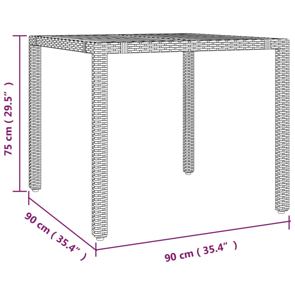 vidaXL 3-tlg. Garten-Essgruppe mit Kissen Grau Poly Rattan