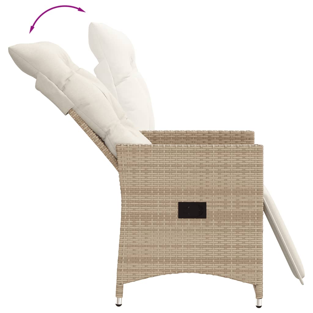 vidaXL 3-tlg. Bistro-Set mit Kissen Beige Poly Rattan