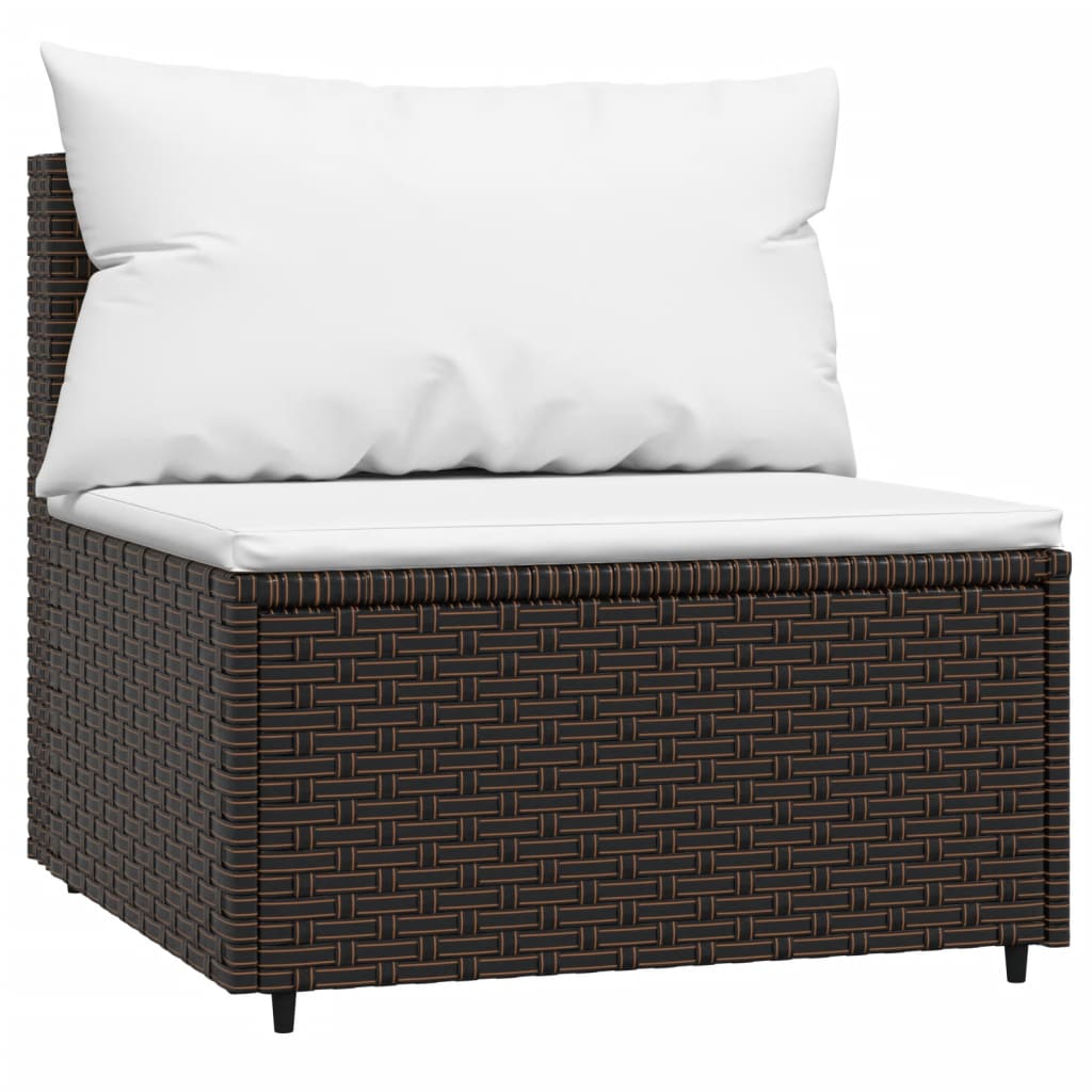 vidaXL 4-tlg. Garten-Lounge-Set mit Kissen Braun Poly Rattan