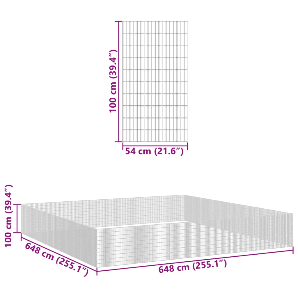 vidaXL Freilaufgehege 48-teilig 54x100 cm Verzinktes Eisen