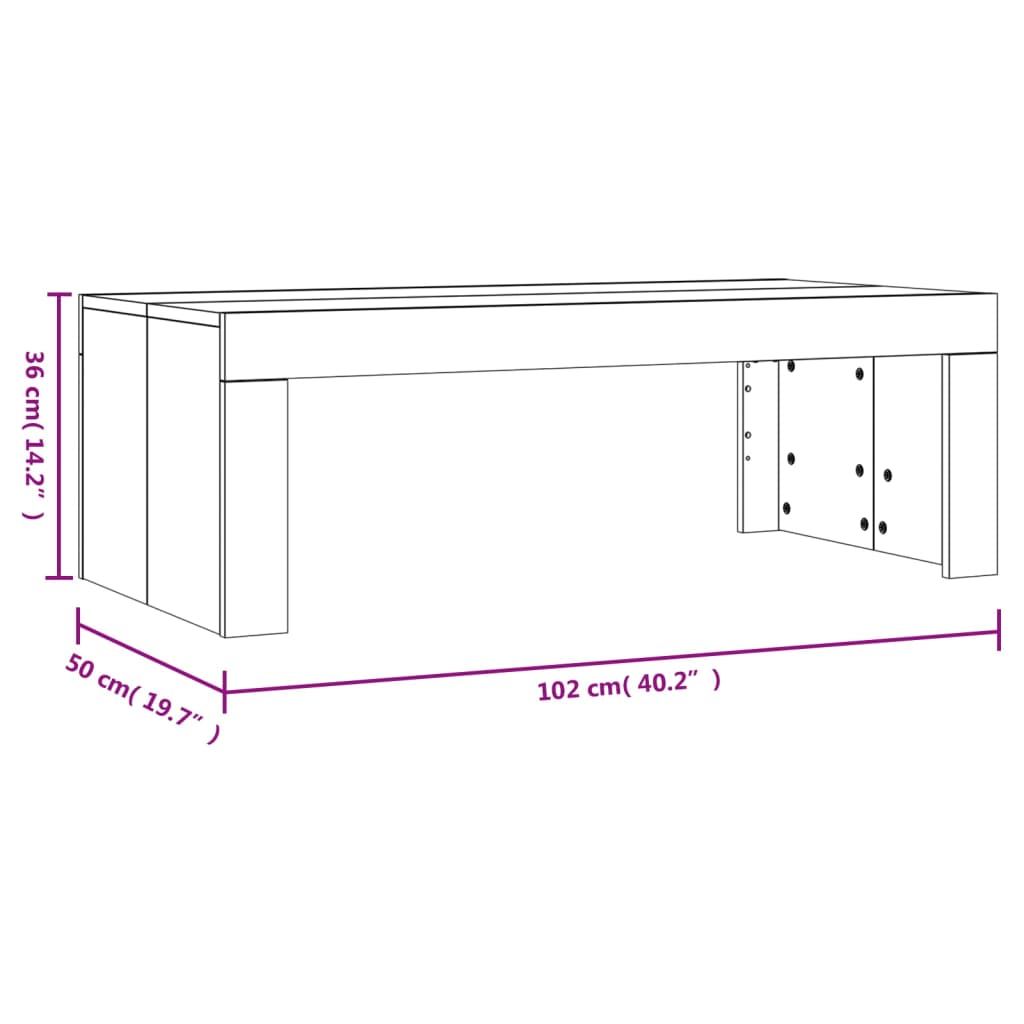 vidaXL Couchtisch Sonoma-Eiche 102x50x36 cm Holzwerkstoff