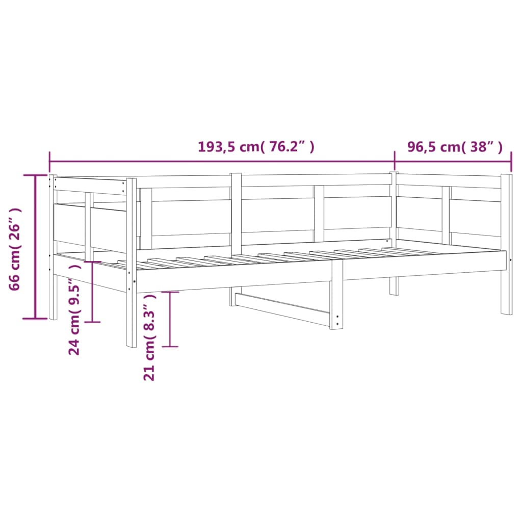 vidaXL Tagesbett Honigbraun Massivholz Kiefer 90x190 cm