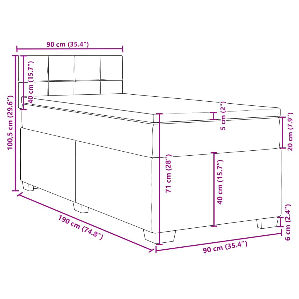 vidaXL Boxspringbett mit Matratze Dunkelgrau Samt