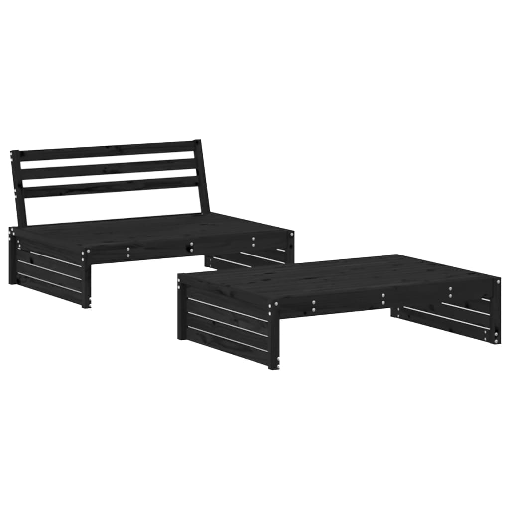 vidaXL 2-tlg. Garten-Lounge-Set Schwarz Massivholz Kiefer