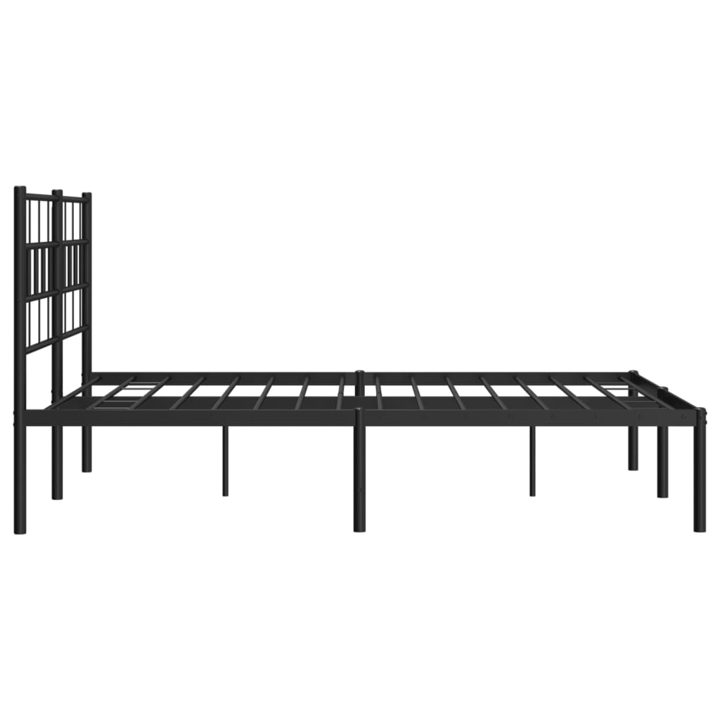 vidaXL Bettgestell mit Kopfteil Metall Schwarz 135x190 cm