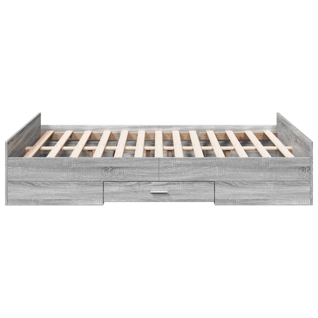 vidaXL Bettgestell mit Schubladen Grau Sonoma 140x190 cm Holzwerkstoff