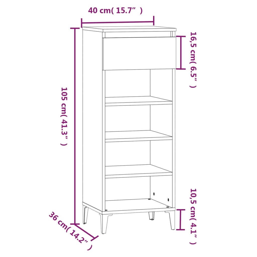 vidaXL Schuhregal Weiß 40x36x105 cm Holzwerkstoff