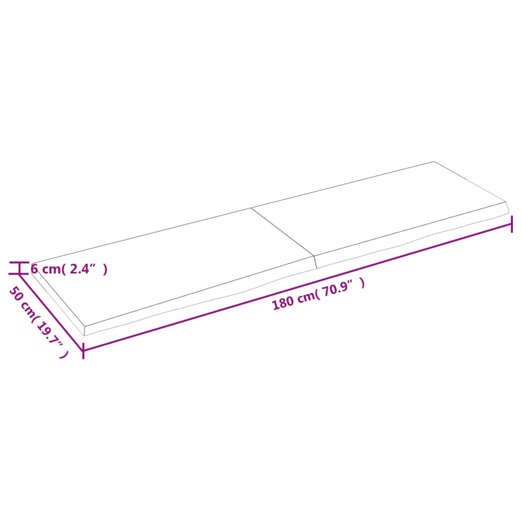 vidaXL Wandregal Hellbraun 180x50x(2-6) cm Massivholz Eiche Behandelt