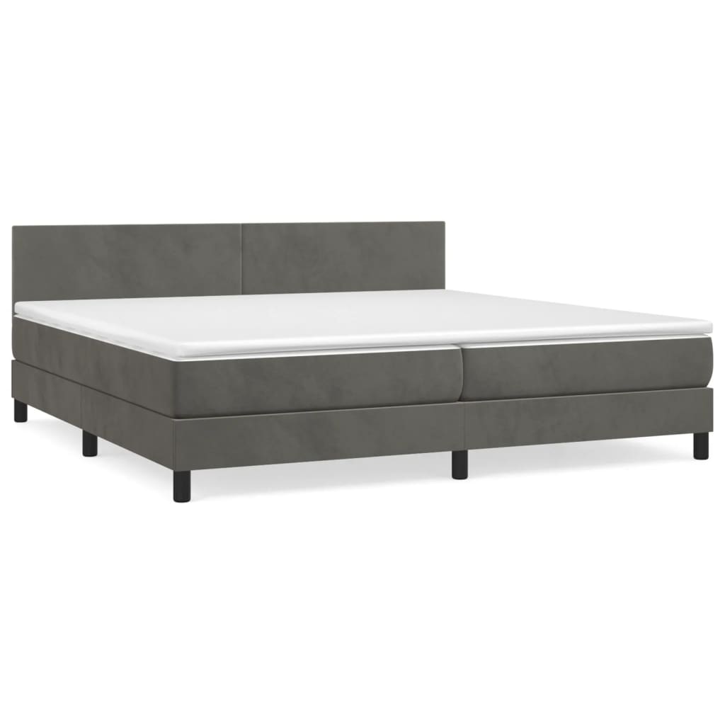 vidaXL Boxspringbett mit Matratze Dunkelgrau 200x200 cm Samt