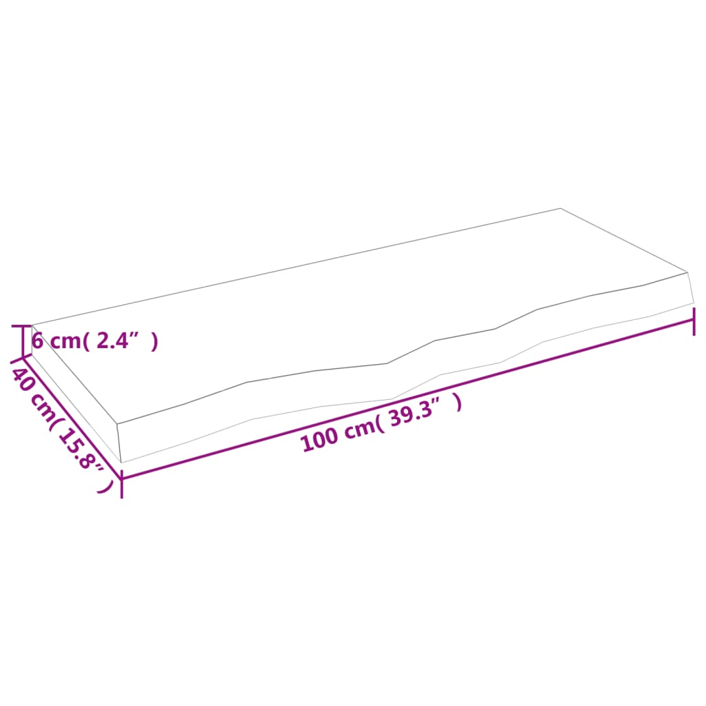 vidaXL Waschtischplatte 100x40x(2-6) cm Massivholz Unbehandelt