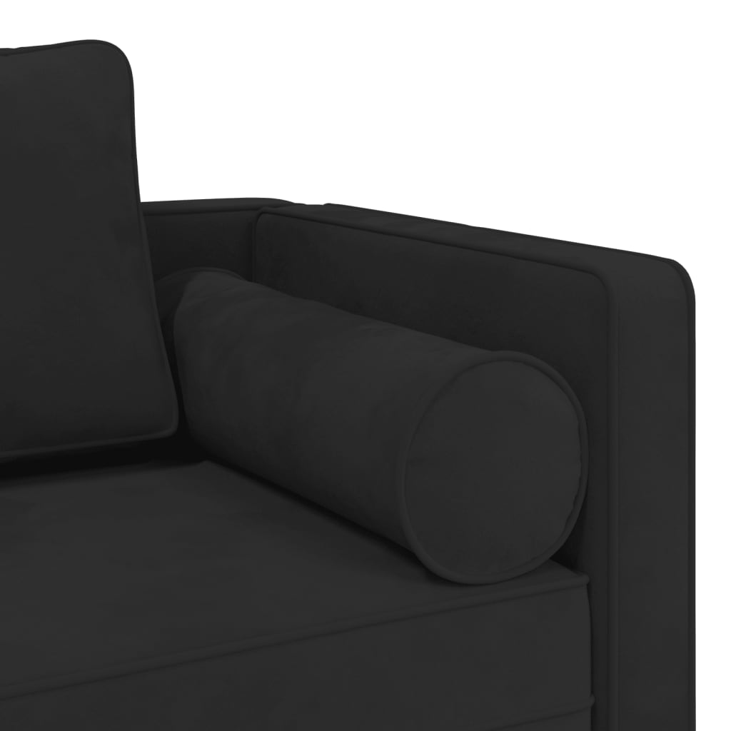 vidaXL Chaiselongue mit Kissen Schwarz Samt