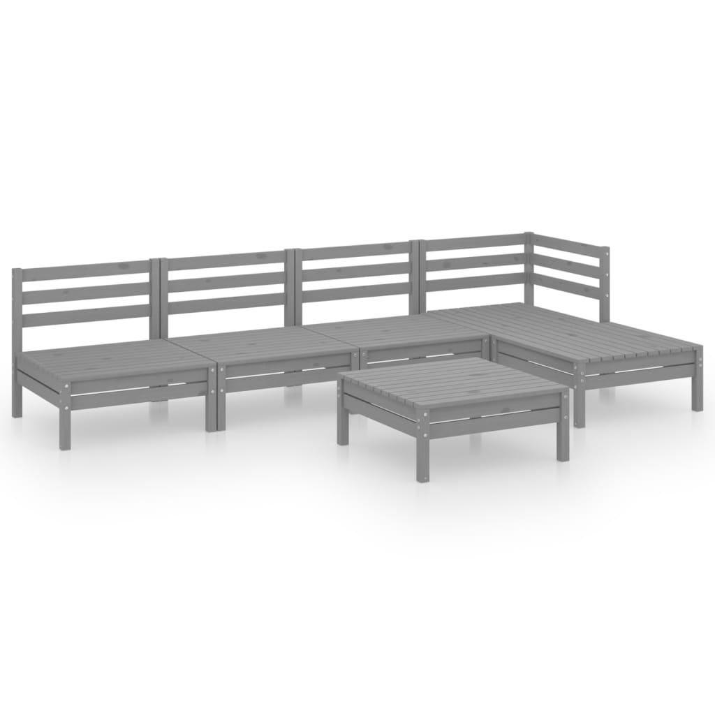 vidaXL 6-tlg. Garten-Lounge-Set Massivholz Kiefer Grau