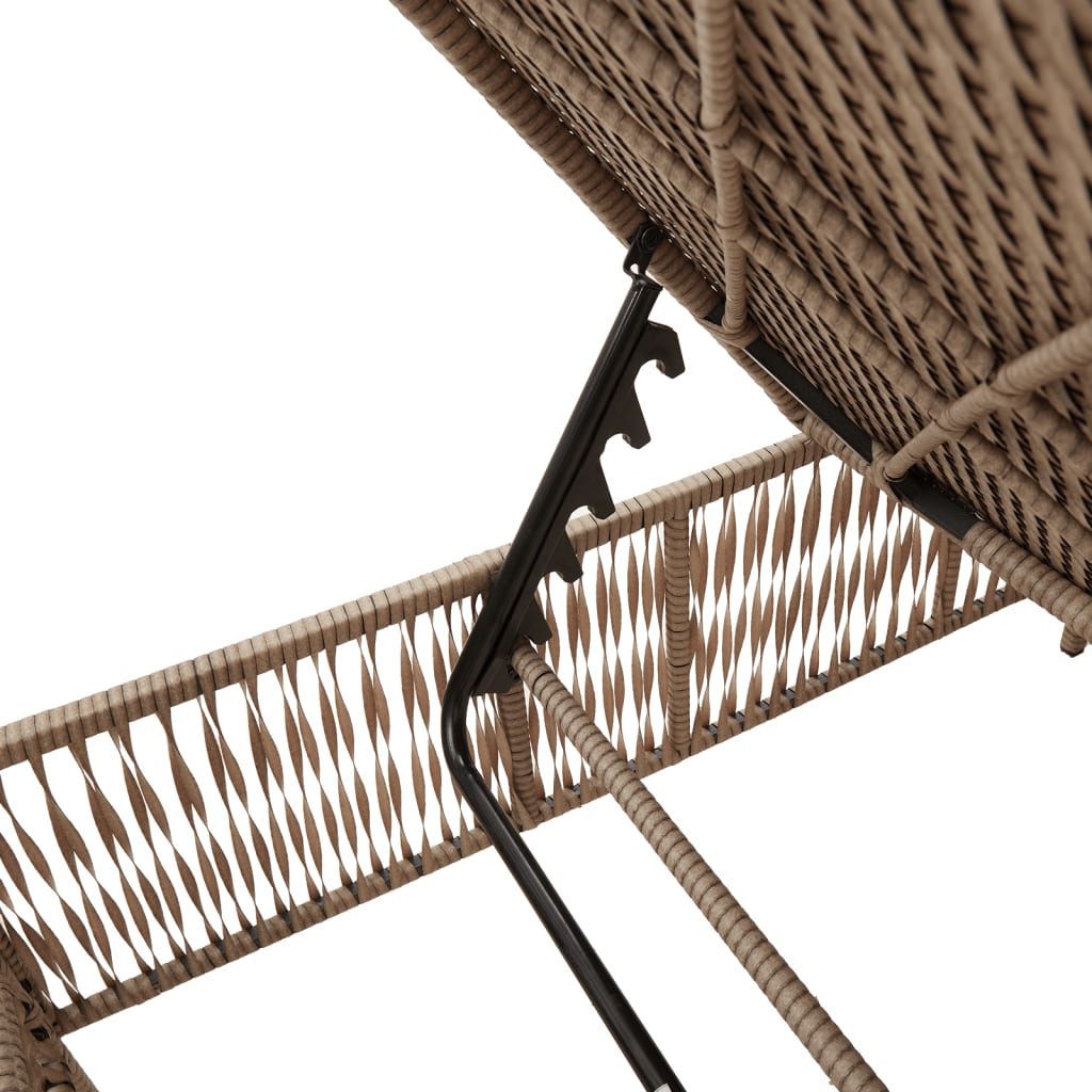 vidaXL Sonnenliegen mit Auflagen 2 Stk. Beige Poly Rattan