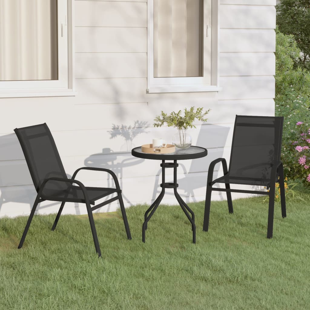 vidaXL 3-tlg. Garten-Bistro-Set Schwarz