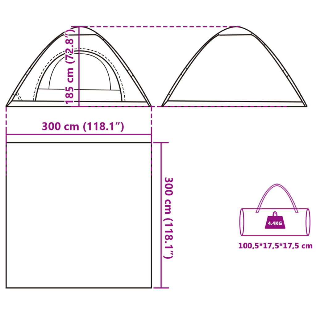 vidaXL Campingzelt 5 Personen Grau und Orange Quick Release