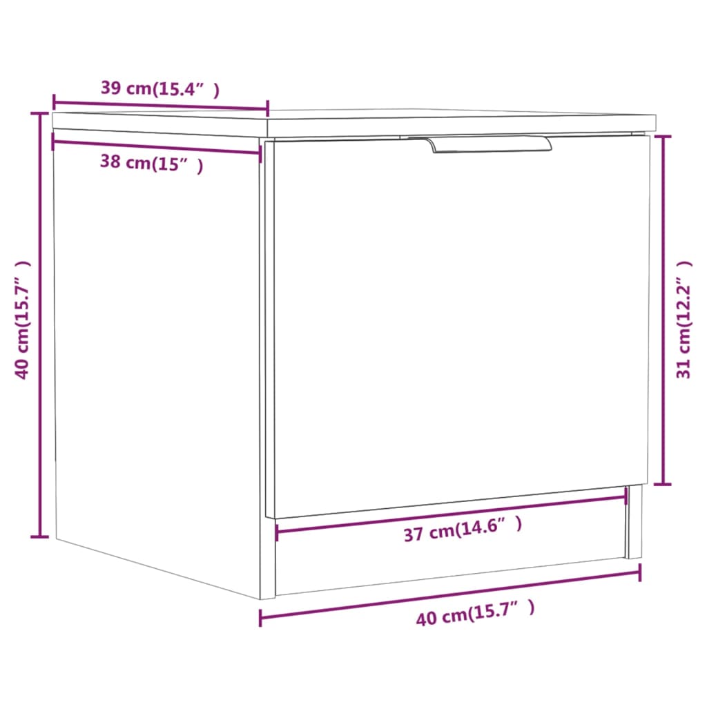 vidaXL Nachttische 2 Stk. Schwarz 40x39x40 cm