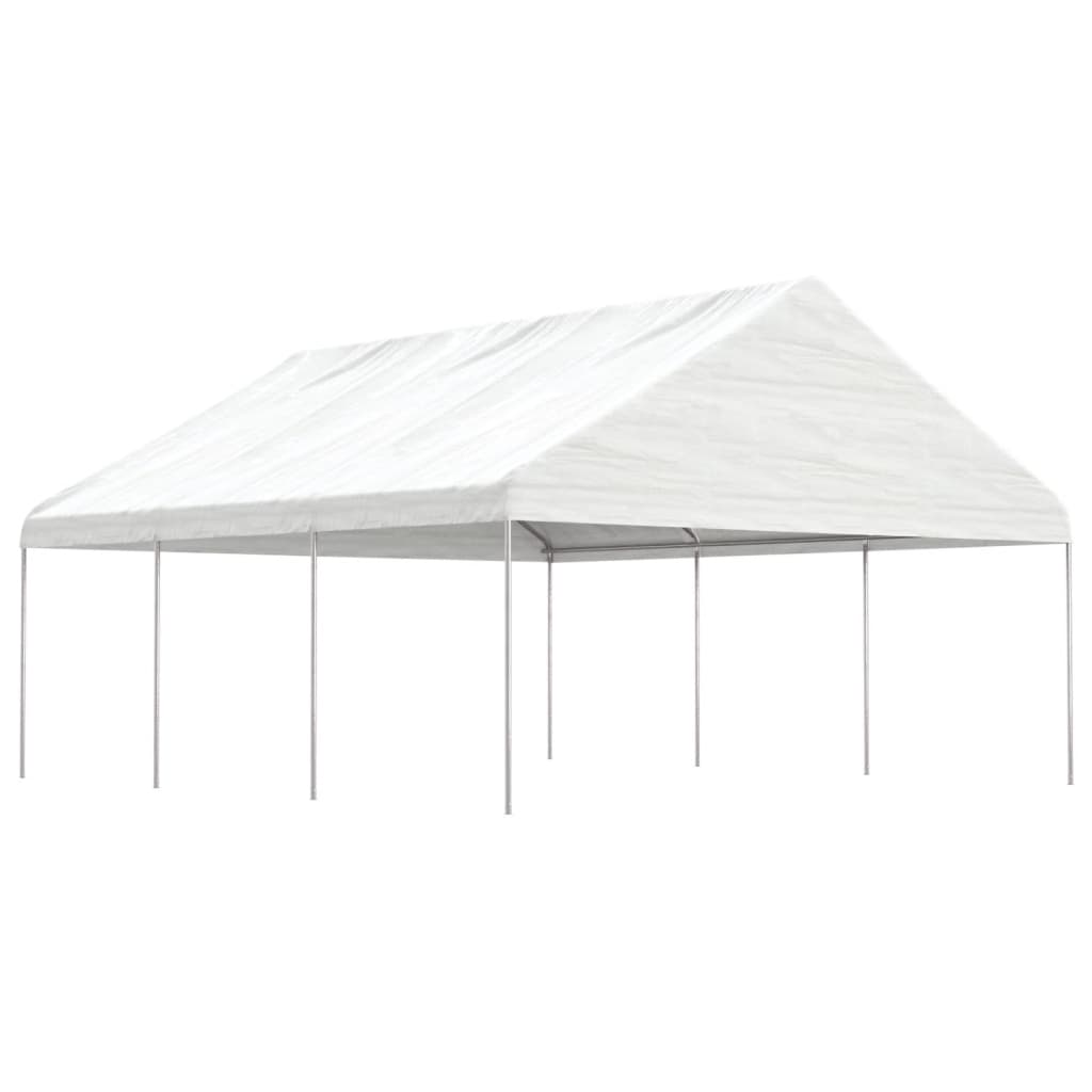 vidaXL Pavillon mit Dach Weiß 6,69x5,88x3,75 m Polyethylen