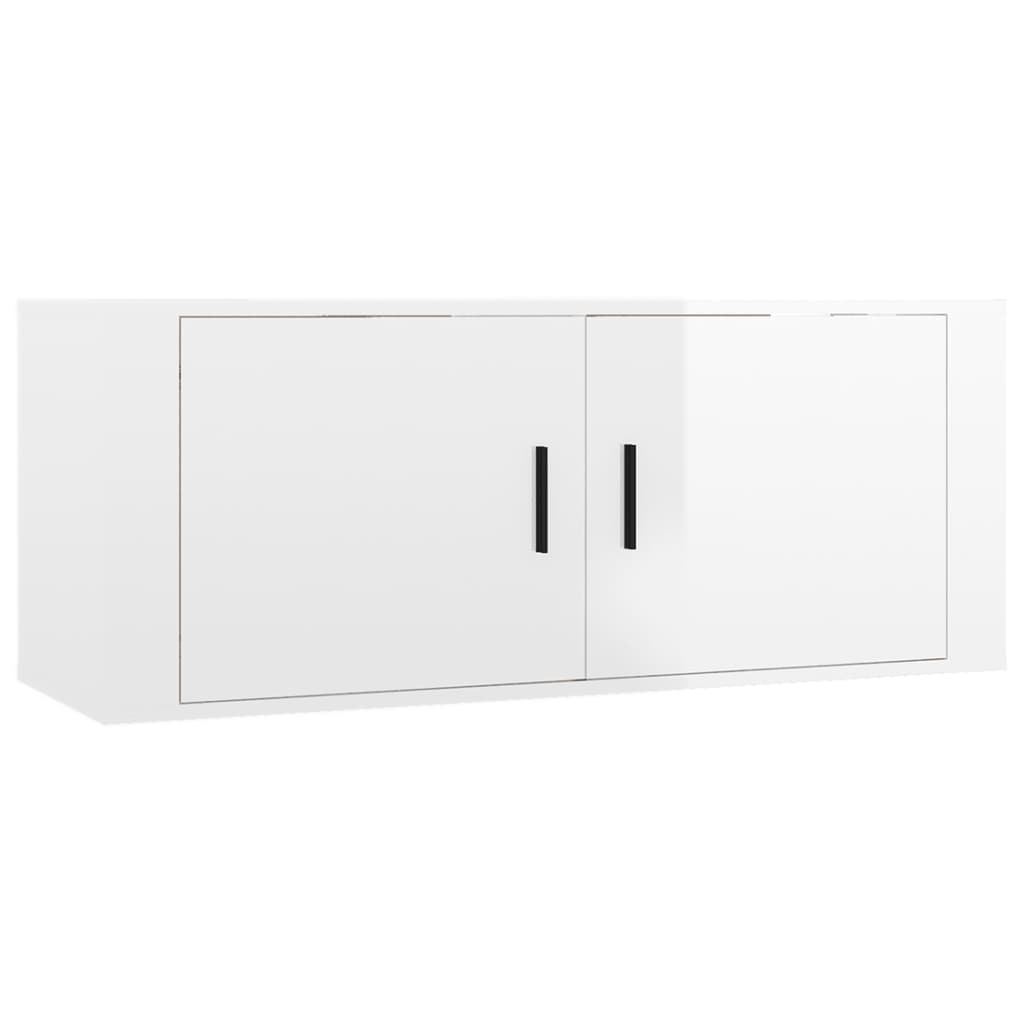 vidaXL TV-Wandschrank Hochglanz-Weiß 100x34,5x40 cm