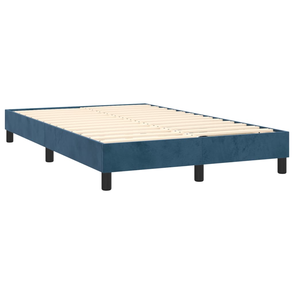 vidaXL Boxspringbett mit Matratze & LED Dunkelblau 120x200 cm Samt