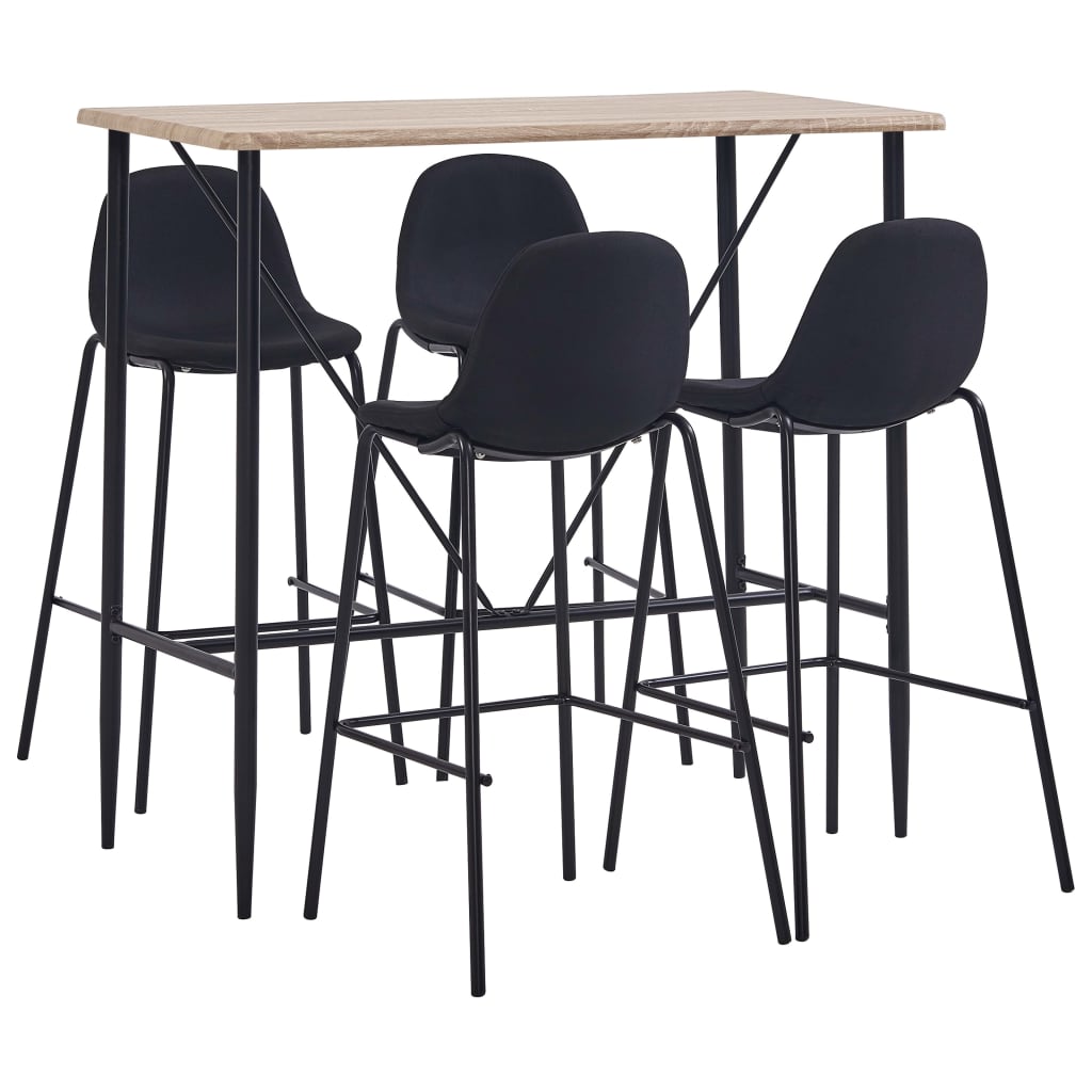 vidaXL 5-tlg. Bar-Set Stoff Schwarz