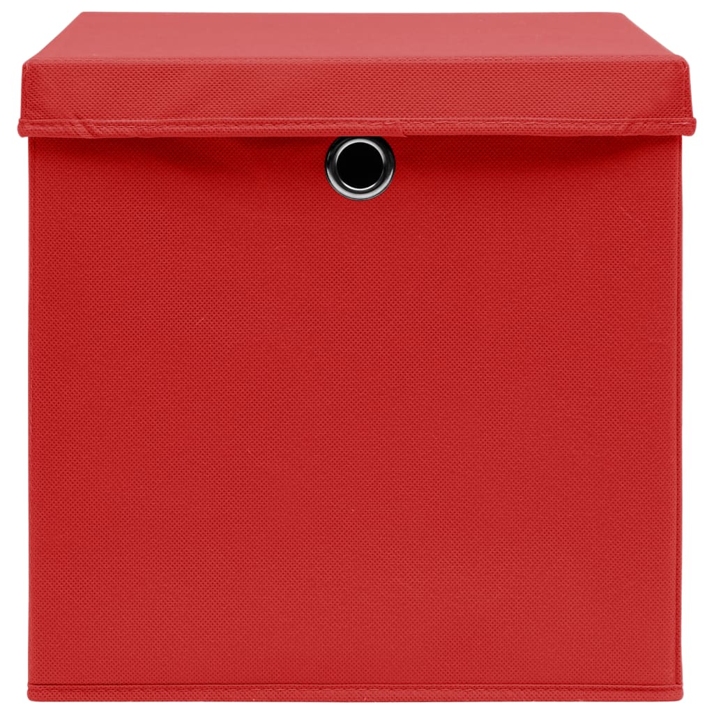 vidaXL Aufbewahrungsboxen mit Deckeln 10 Stk. Rot 32x32x32 cm Stoff