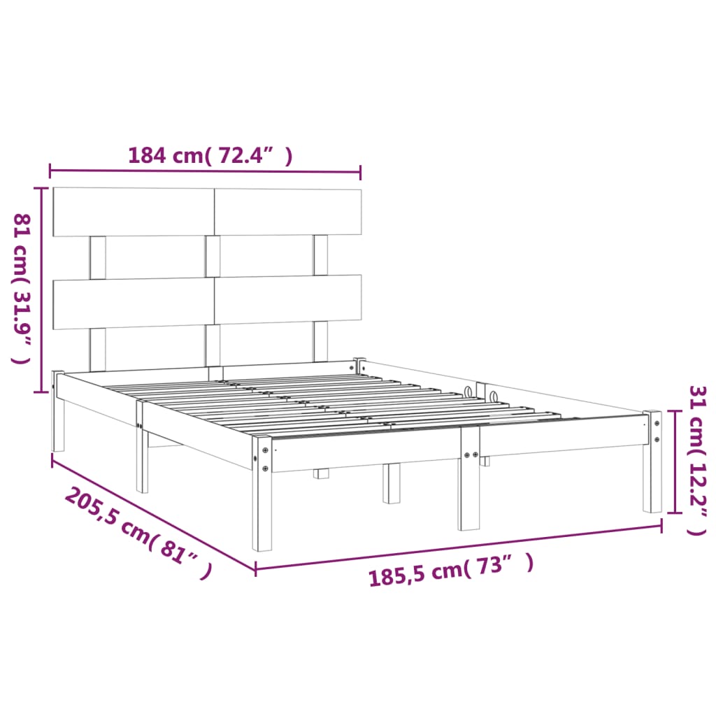 vidaXL Massivholzbett 180x200 cm