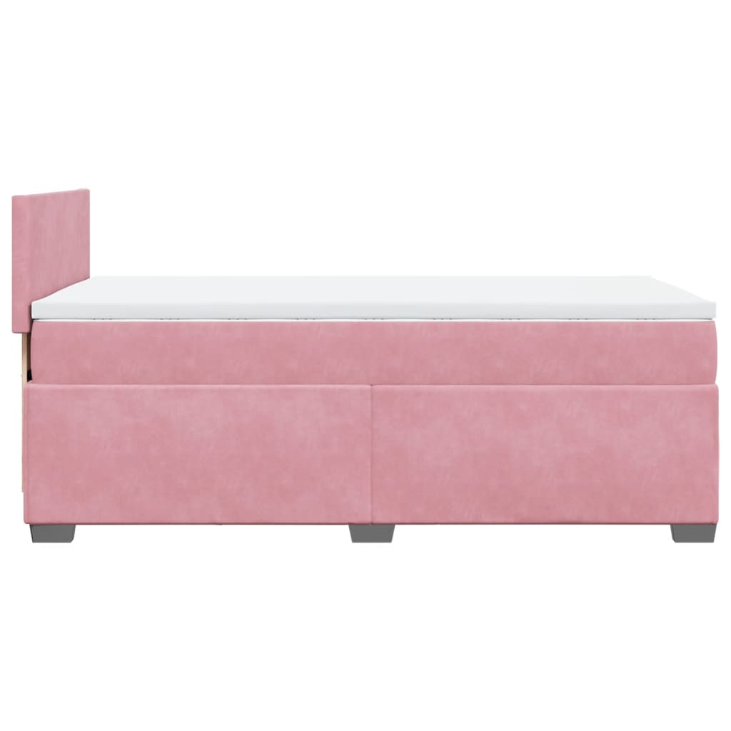 vidaXL Boxspringbett mit Matratze Rosa 100x200 cm Samt