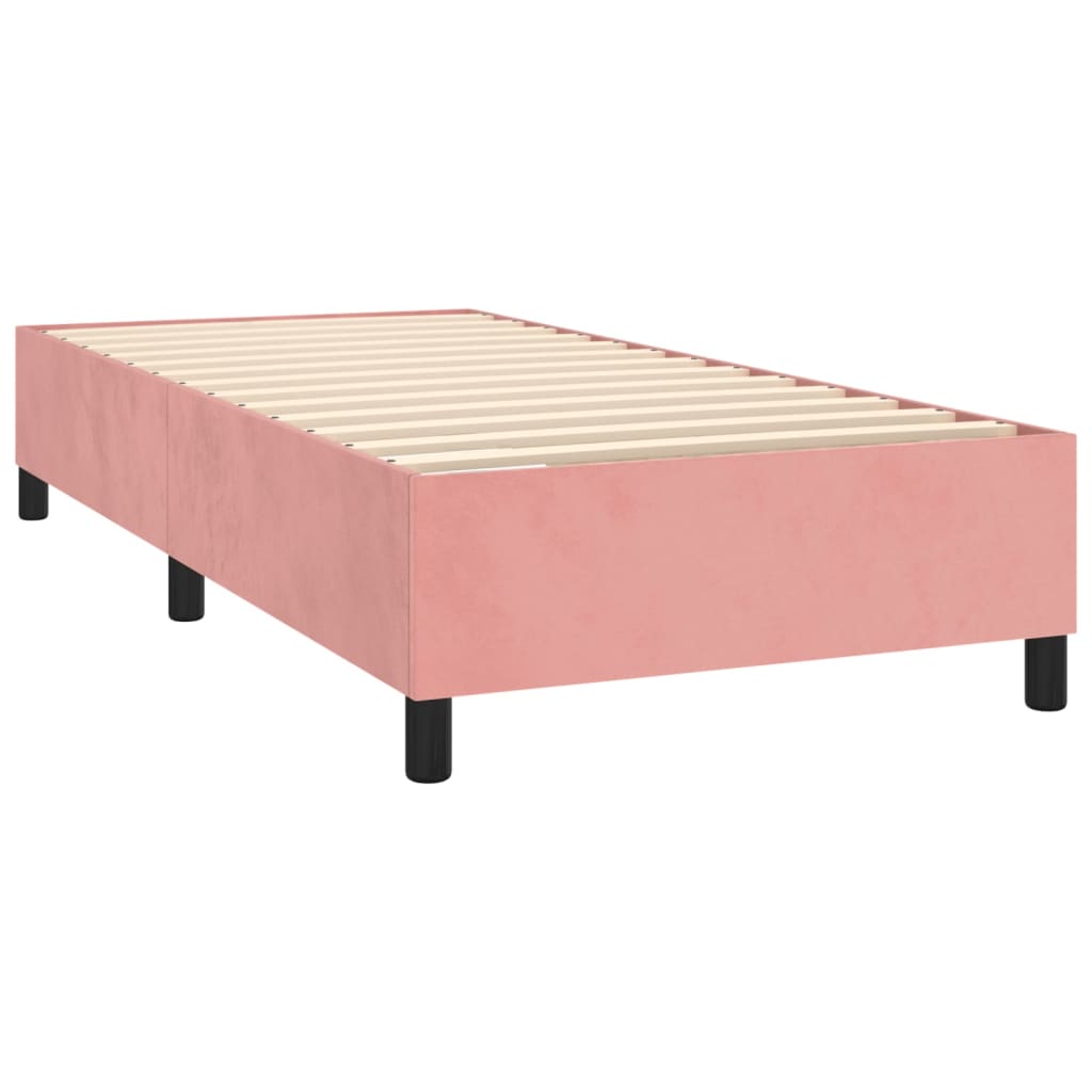 vidaXL Boxspringbett mit Matratze Rosa 100x200 cm Samt