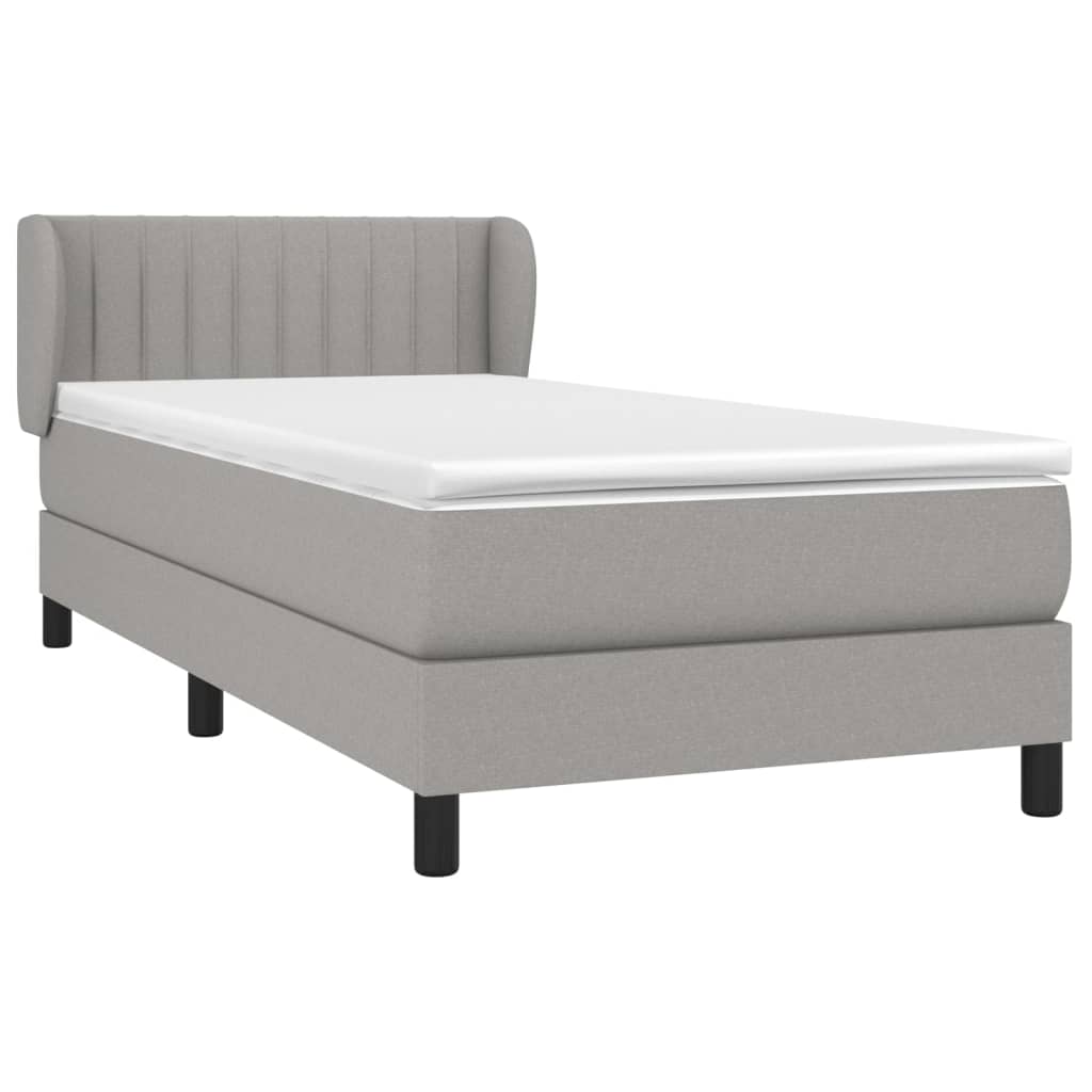 vidaXL Boxspringbett mit Matratze Hellgrau 90x200 cm Stoff