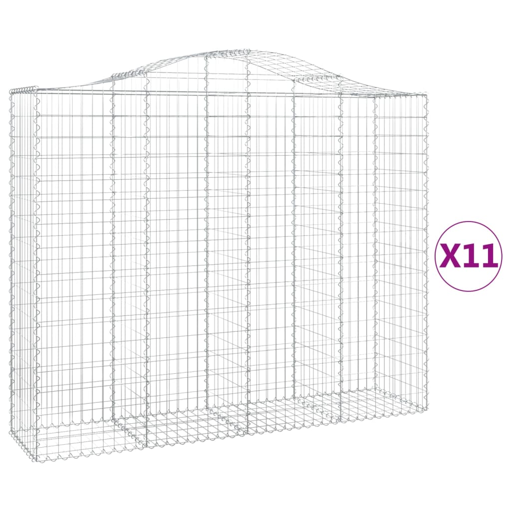 vidaXL Gabionen mit Hochbogen 11Stk. 200x50x160/180cm Verzinktes Eisen