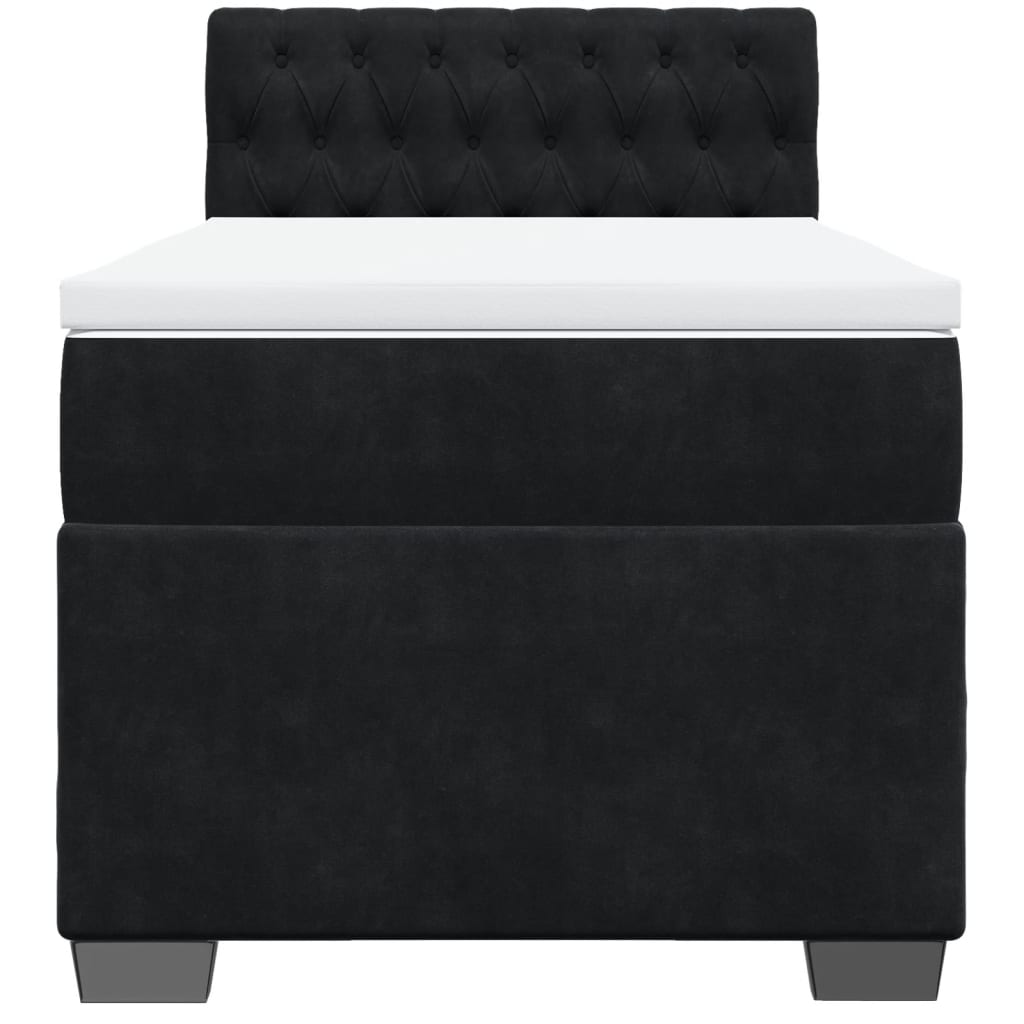 vidaXL Boxspringbett mit Matratze Schwarz 90x190 cm Samt