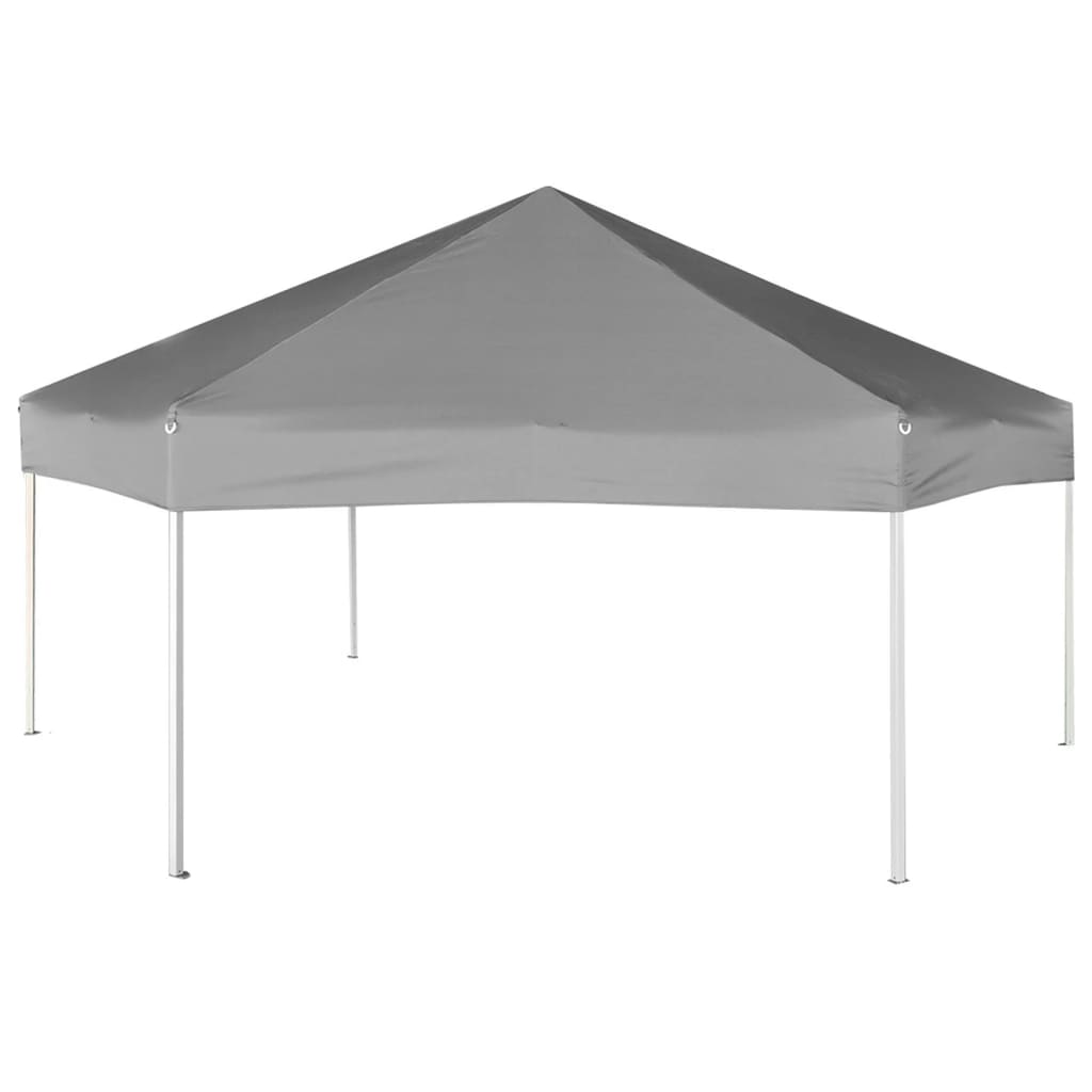 vidaXL Hexagonal Pop-Up Zelt mit 6 Seitenwänden Grau 3,6x3,1 m