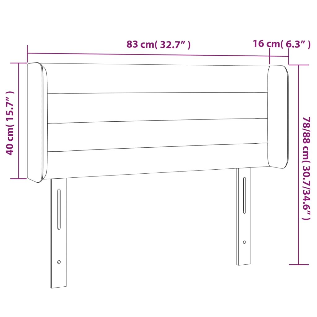 vidaXL LED Kopfteil Hellgrau 83x16x78/88 cm Stoff