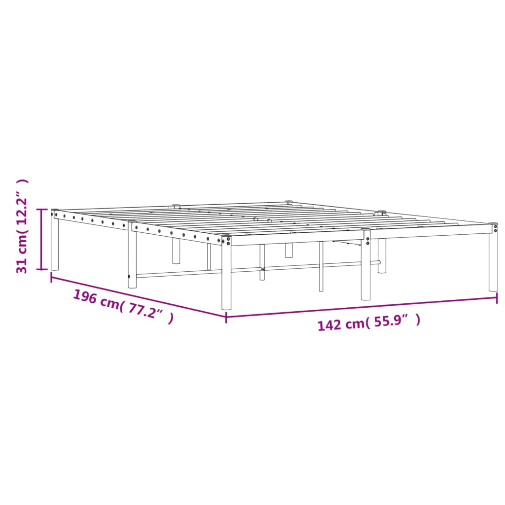 vidaXL Bettgestell Metall Weiß 135x190 cm