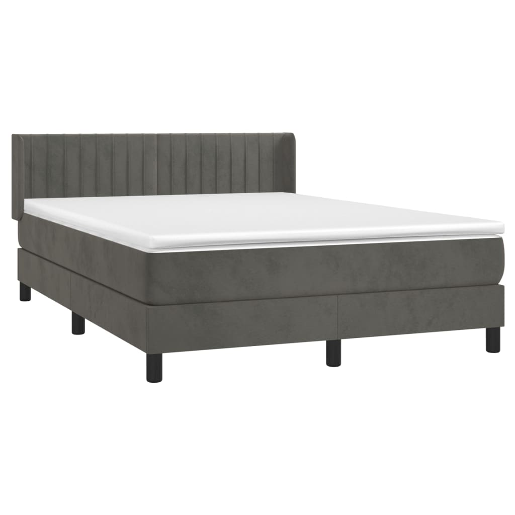 vidaXL Boxspringbett mit Matratze Dunkelgrau 200x200 cm Samt