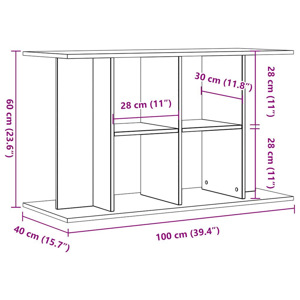 vidaXL Aquariumständer Altholz-Optik 100x40x60 cm Holzwerkstoff