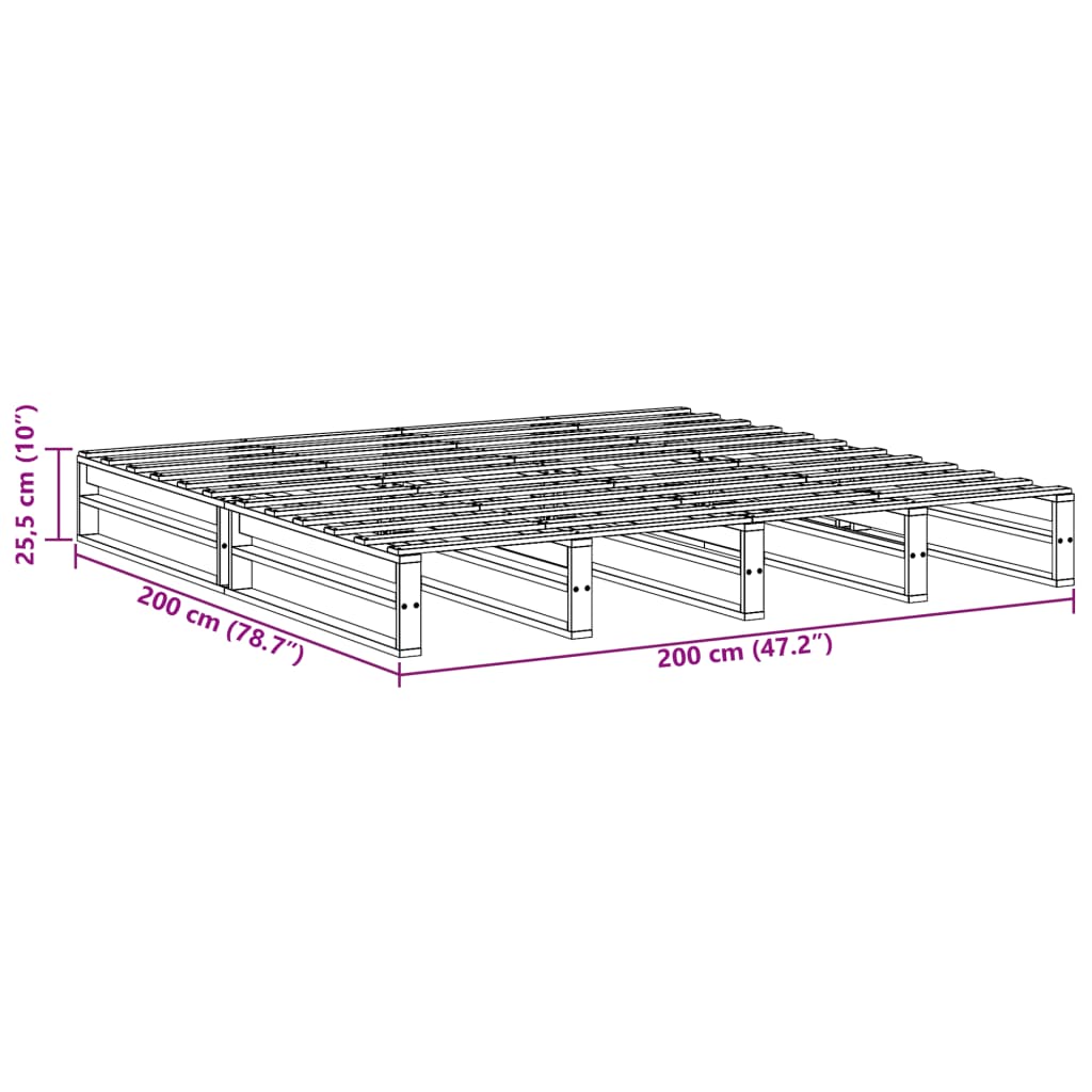 vidaXL Massivholzbett ohne Matratze 200x200 cm Kiefer