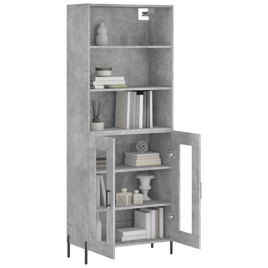 vidaXL Highboard Betongrau 69,5x34x180 cm Holzwerkstoff