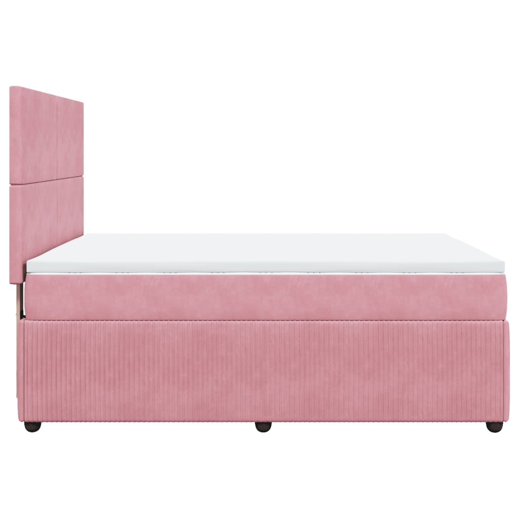 vidaXL Boxspringbett mit Matratze Rosa 160x200 cm Samt