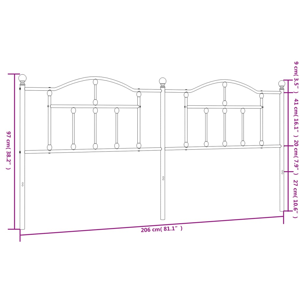 vidaXL Kopfteil Metall Weiß 200 cm