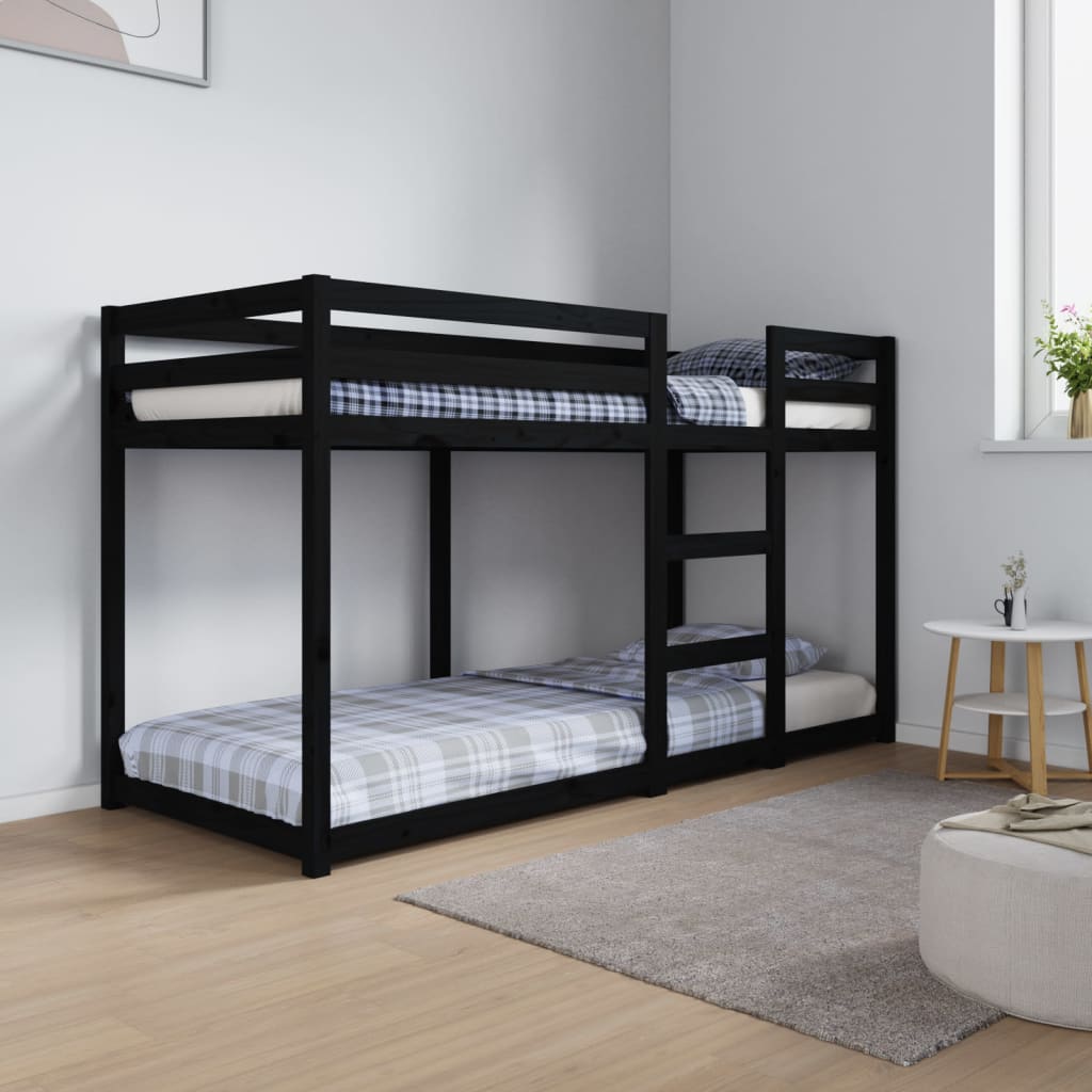 vidaXL Etagenbett Schwarz 75x190 cm Massivholz Kiefer