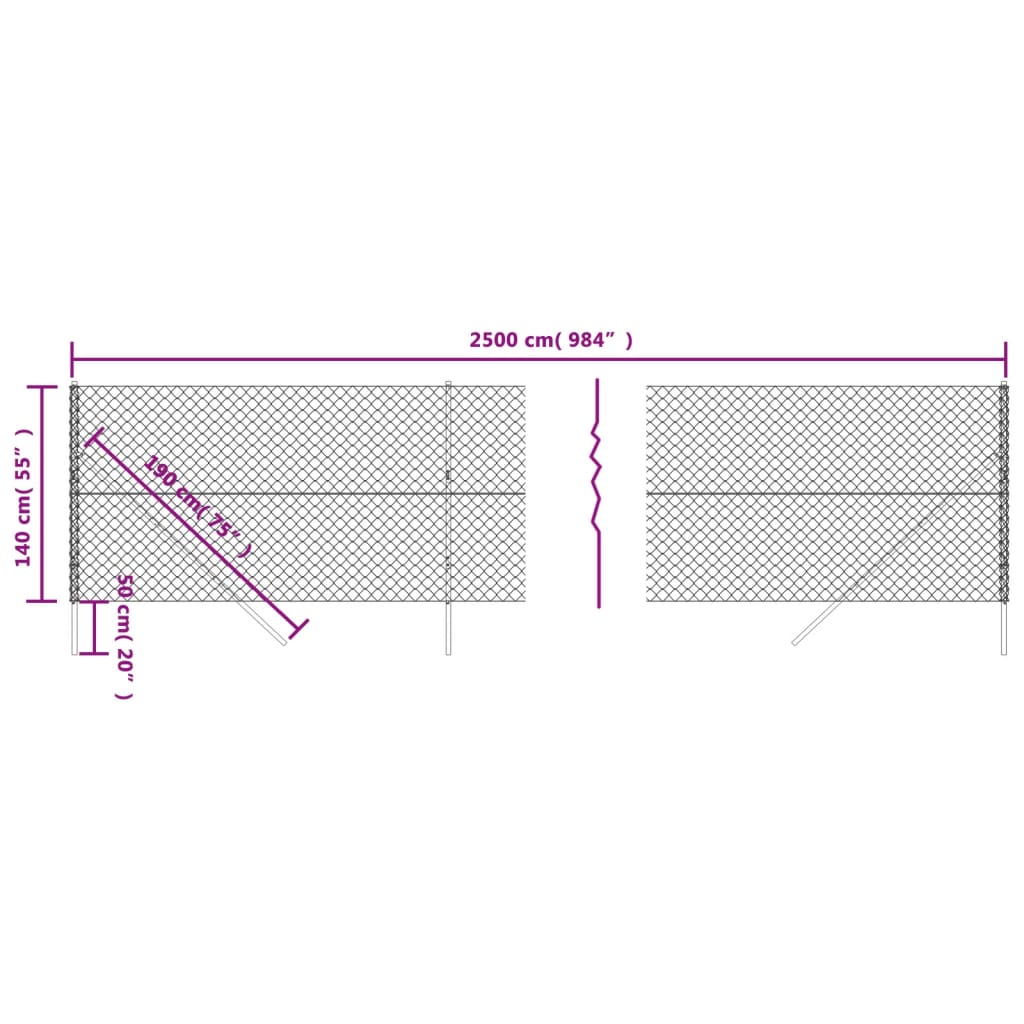 vidaXL Maschendrahtzaun Grün 1,4x25 m