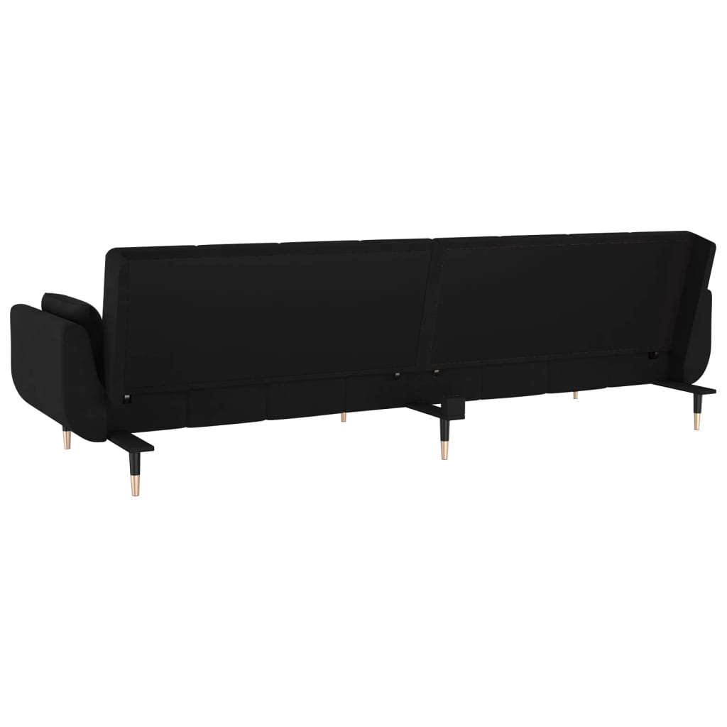 vidaXL Schlafsofa 2-Sitzer mit 2 Kissen Schwarz Samt